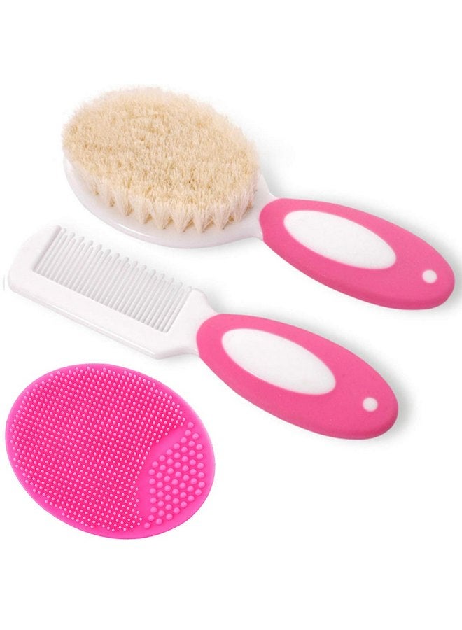 MR LION Baby Hair Brush and Comb Set for Newborns & Toddlers | Natural Soft Goat Bristles | Ideal for Cradle Cap | Perfect Baby Registry Gift (Red) - Image 1