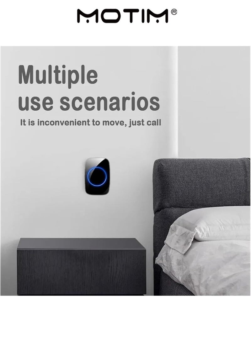 Motim Wireless Doorbell Kit 2 Buttons + 1 Bell Led Remote Control Cordless Doorbell Loud 300mt Long Distance with 60 Chime 5 Levels Volume LED Light Easy Install for Home School office - Image 3