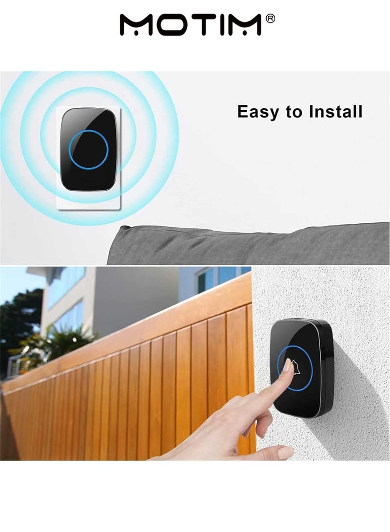 Motim Wireless Doorbell Kit 2 Buttons + 1 Bell Led Remote Control Cordless Doorbell Loud 300mt Long Distance with 60 Chime 5 Levels Volume LED Light Easy Install for Home School office - Image 5