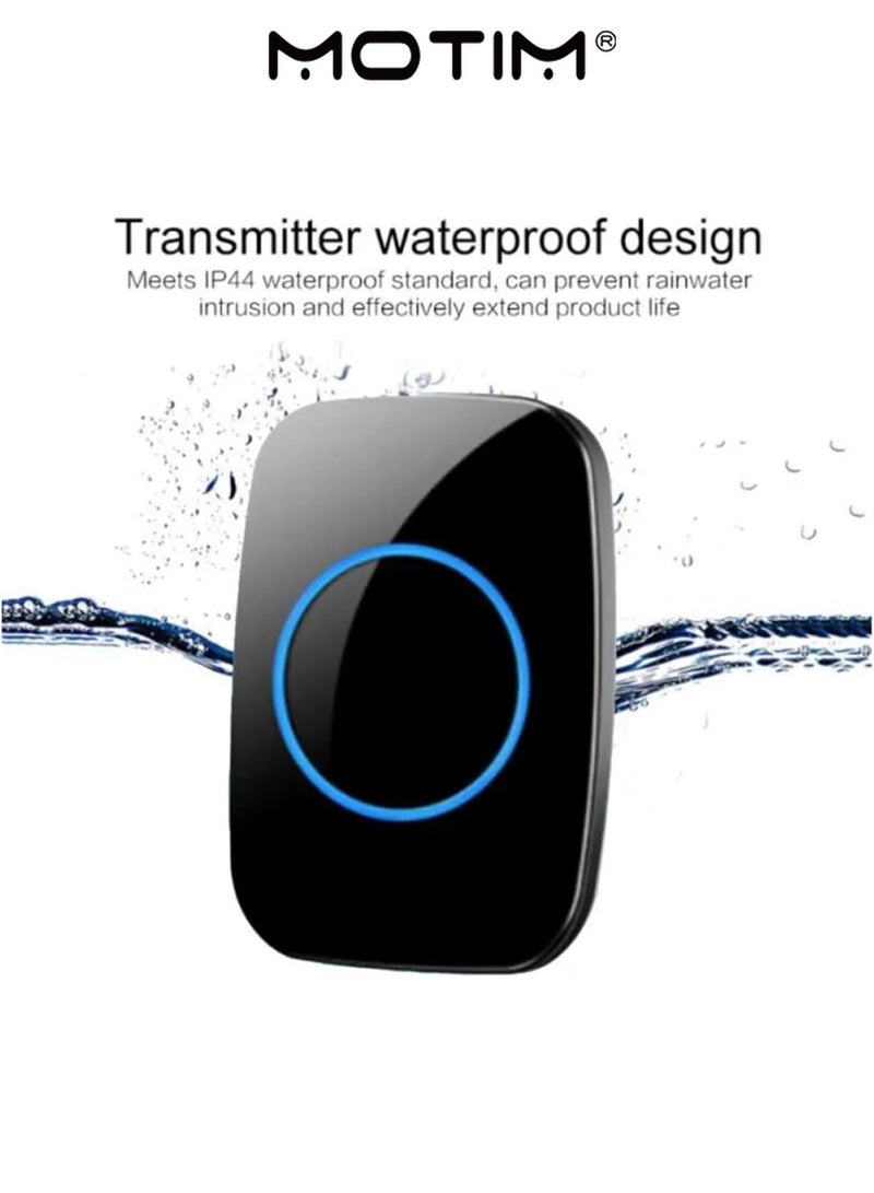 Motim Wireless Doorbell Kit 2 Buttons + 1 Bell Led Remote Control Cordless Doorbell Loud 300mt Long Distance with 60 Chime 5 Levels Volume LED Light Easy Install for Home School office - Image 4