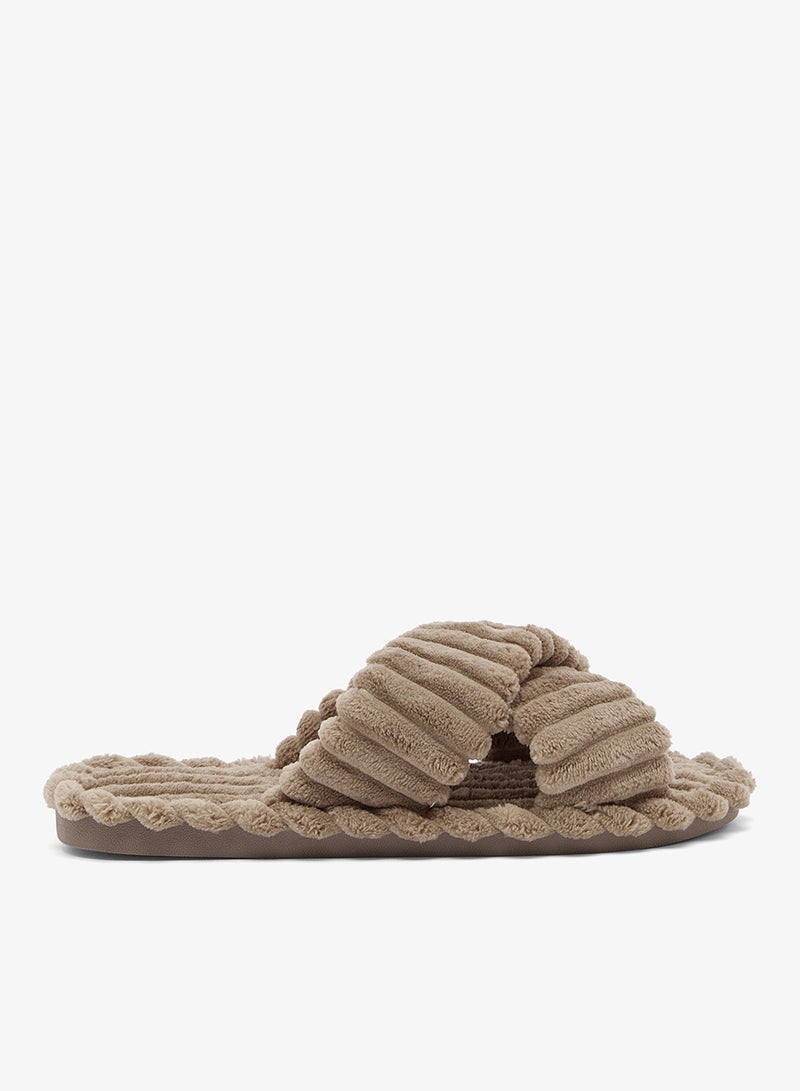 Ginger Cross Over Fluffy Bedroom Slippers - Image 1
