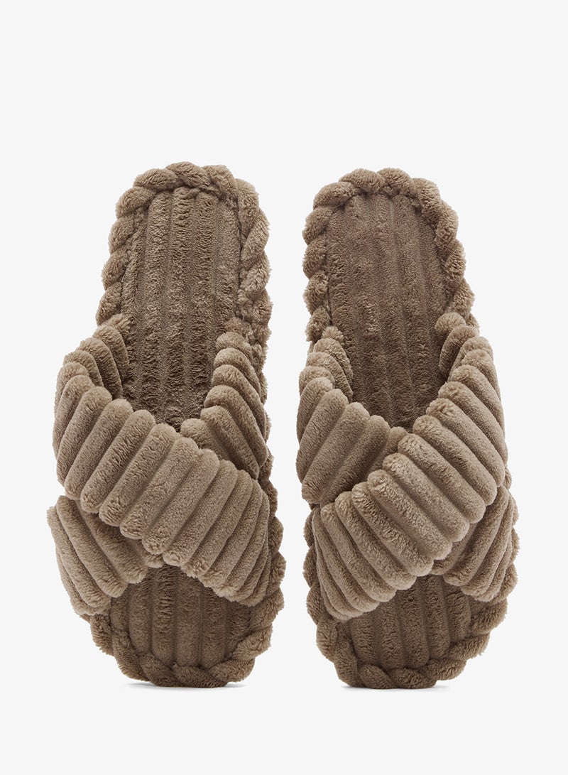 Ginger Cross Over Fluffy Bedroom Slippers - Image 4