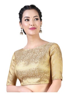 Studio Shringaar Studio Shringaar Women's Polyester Elbow Length Sleeves Saree Blouse (S2386_Gold_40)  - Image 3