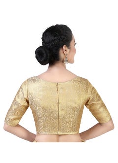 Studio Shringaar Studio Shringaar Women's Polyester Elbow Length Sleeves Saree Blouse (S2386_Gold_40)  - Image 4