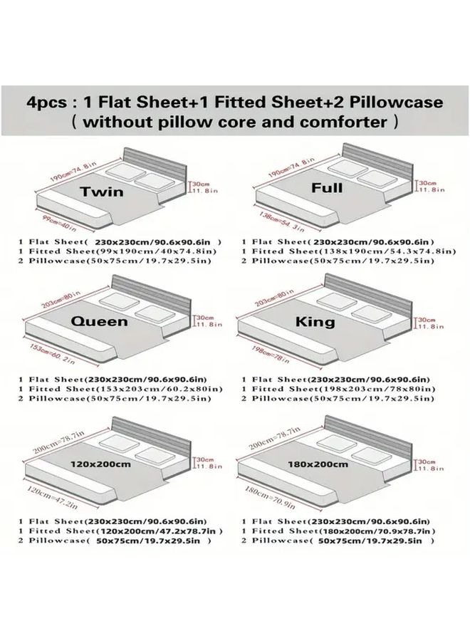 Light Blue Twin 4pc Polyester Bed Sheet Set with Pillowcases - Image 3
