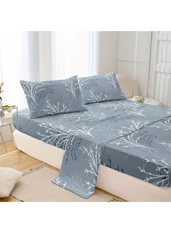Light Blue Twin 4pc Polyester Bed Sheet Set with Pillowcases - Image 4
