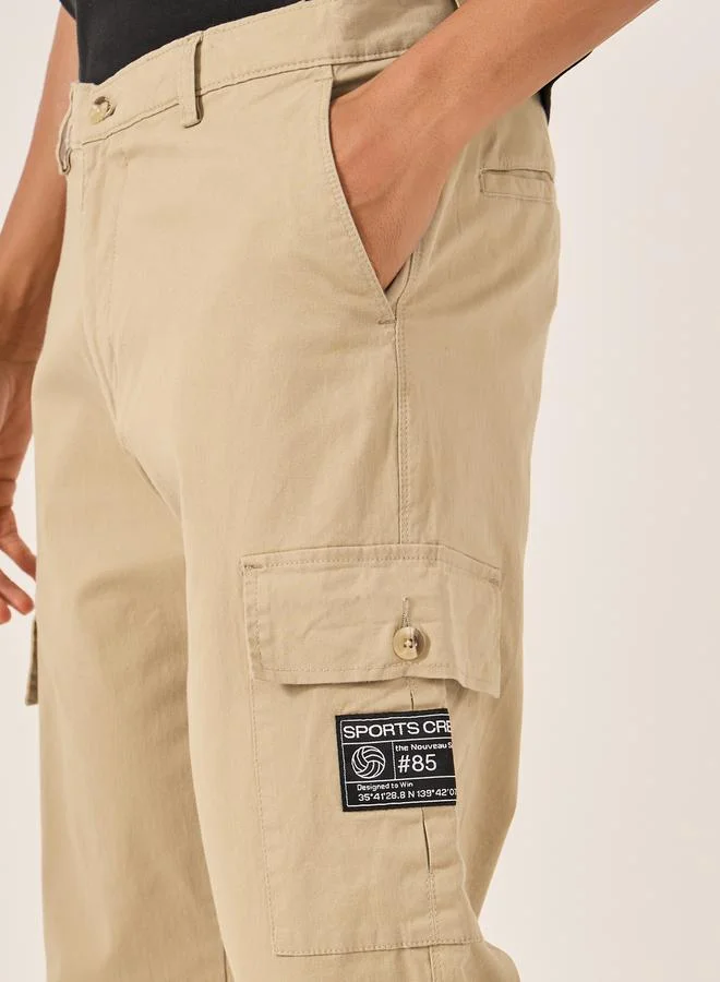 Styli Relaxed Fit Cargo Pants with Badge Detail