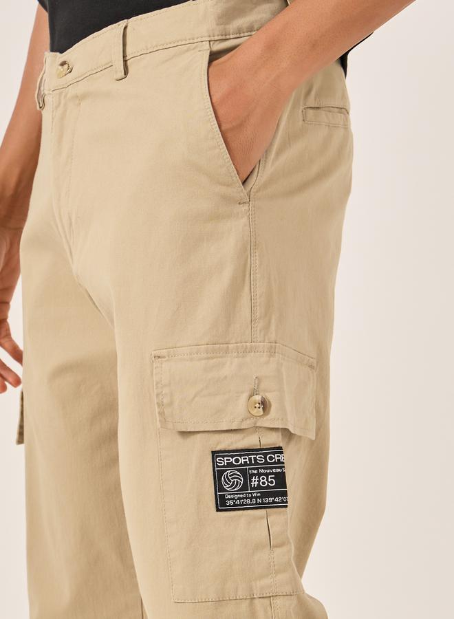 Styli Relaxed Fit Cargo Pants with Badge Detail  - Image 4