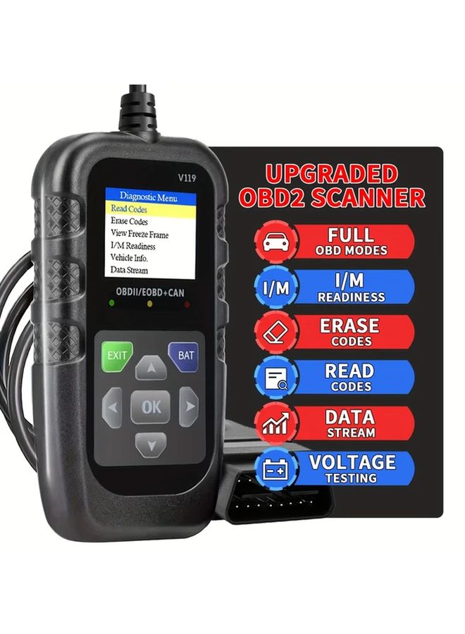 أداة تشخيص OBD2 سوداء لقراءة رموز أعطال المحرك - Image 1