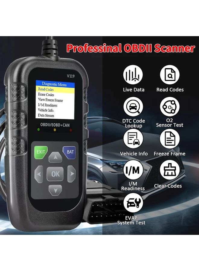 أداة تشخيص OBD2 سوداء لقراءة رموز أعطال المحرك - Image 3
