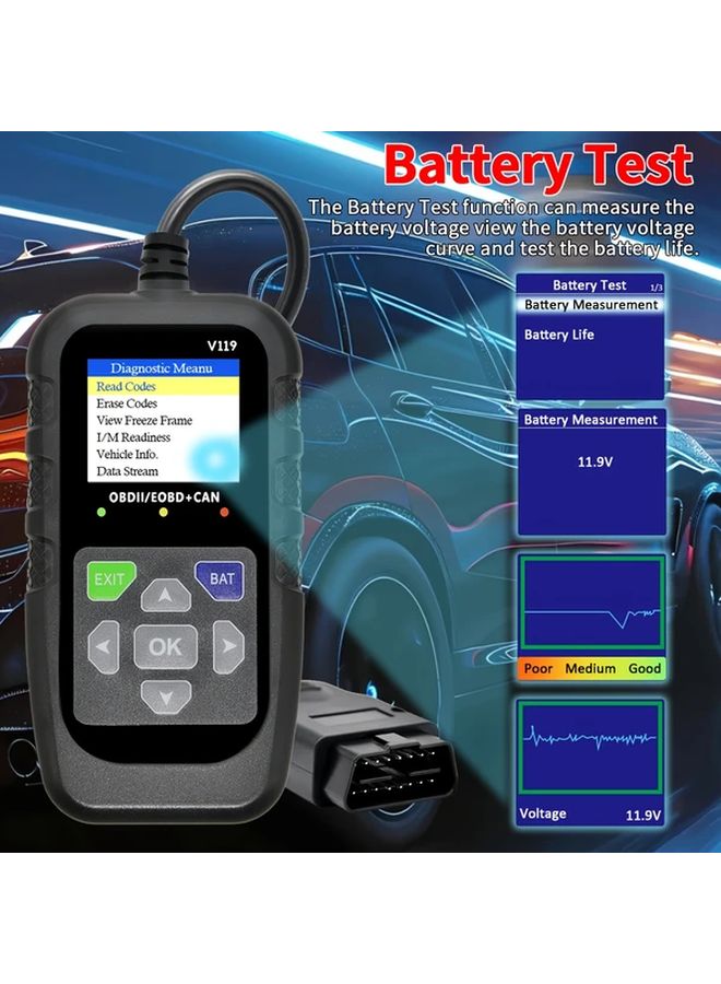 أداة تشخيص OBD2 سوداء لقراءة رموز أعطال المحرك - Image 5