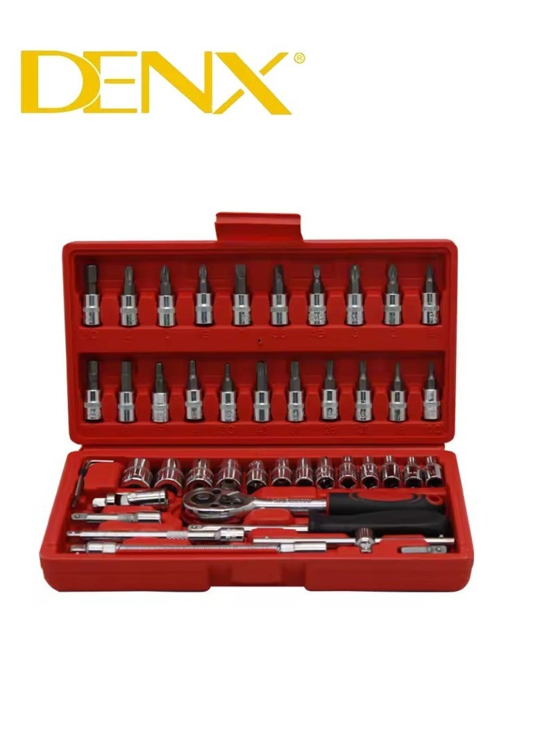 Denx 46-Piece Compact And Convenient Quick Ratchet Sleeve Auto Repair Tool Set - Image 5