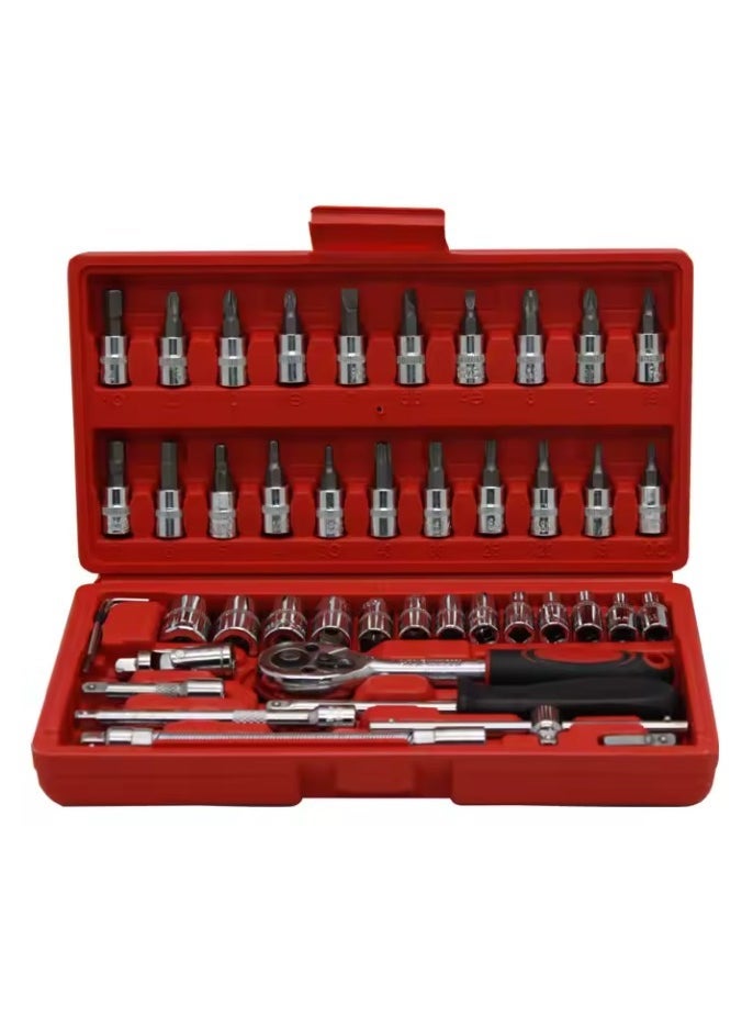 Denx 46-Piece Compact And Convenient Quick Ratchet Sleeve Auto Repair Tool Set - Image 2