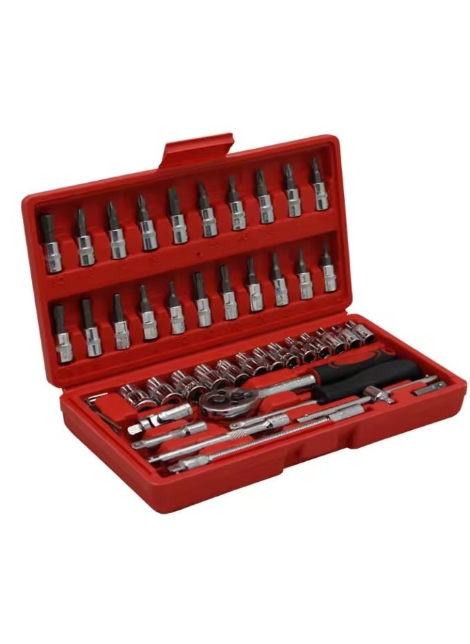 Denx 46-Piece Compact And Convenient Quick Ratchet Sleeve Auto Repair Tool Set - Image 3