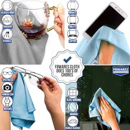 F8WARES 5PK Microfiber Glass Cleaning Cloth for Windows & Mirrors - Thickened Magic Cleaning Cloths and Wipes - Anti Scratch Dusting Cloth for Kitchen,Car,Specs,Laptop,Mobile & Tv Screen Cleaning - Image 3