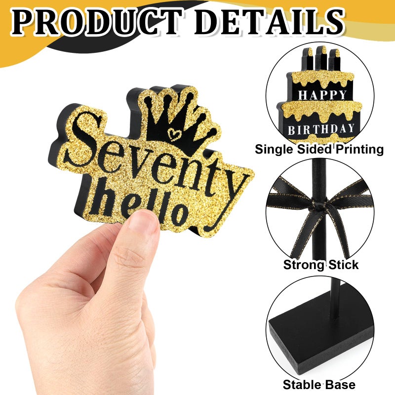 Sereliy 3 Pcs 70th Birthday Table Decorations Wooden Signs,Happy 70th Birthday Tiered Tray Decorations for men women Birthday Party Decor (70) - Image 4
