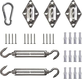 AMGO Amgo Triangle Sun Shade Sail Canopy Installation Hardware Kit Accessory 18 PC, 6 Inches Turnbuckles, 316 Stainless  - Image 1