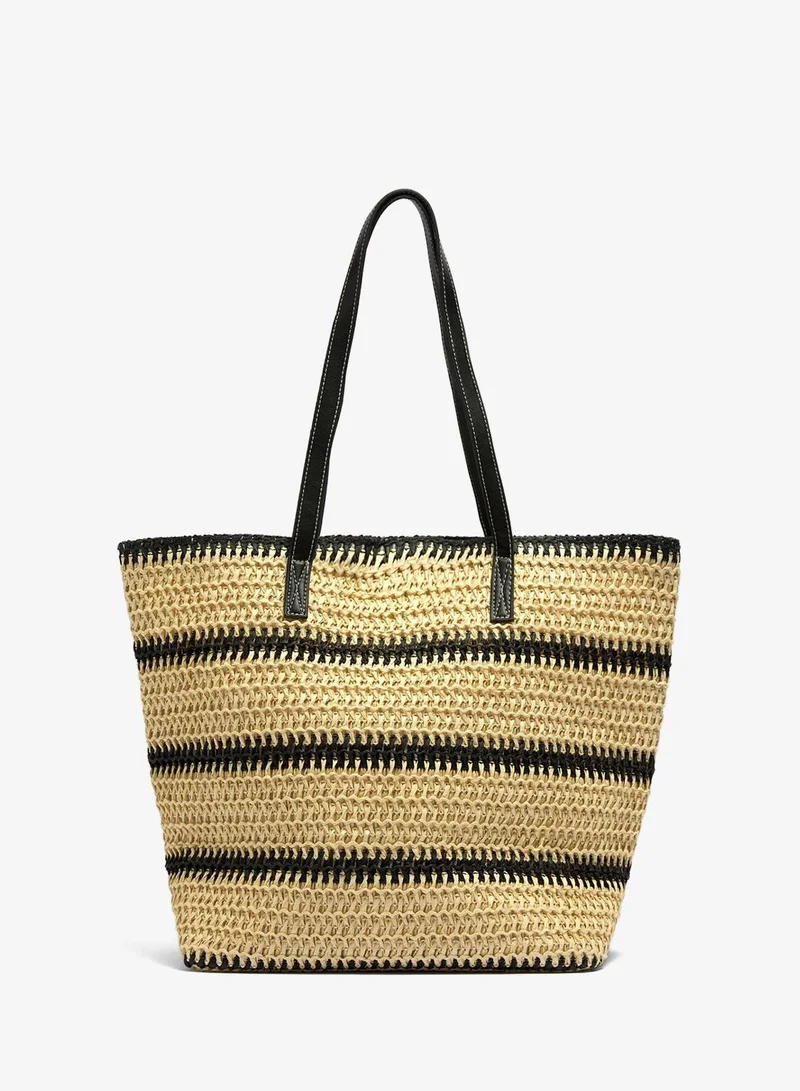 ماتلان Monochrome Stripe Straw Shopper Bag