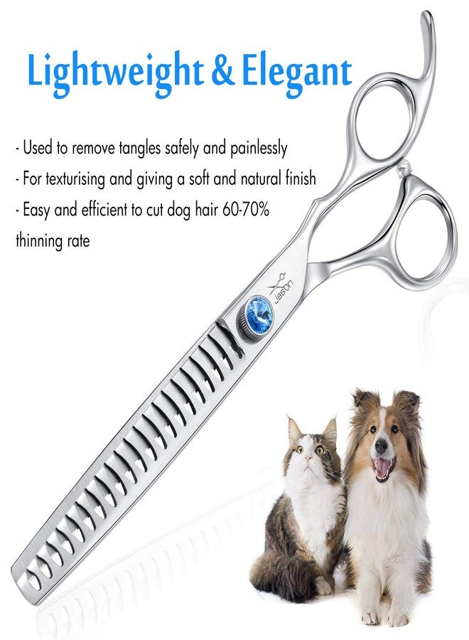 JASON 7 Inch 21-Teeth Chunkers Shears for Dogs, Ergonomic Cats Grooming Texturizing Blending Thinning Shears Pets Trimming Kit with Offset Handle, Sharp, Comfortable Shear Christmas Gift - Image 5