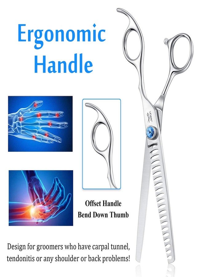 JASON 7 Inch 21-Teeth Chunkers Shears for Dogs, Ergonomic Cats Grooming Texturizing Blending Thinning Shears Pets Trimming Kit with Offset Handle, Sharp, Comfortable Shear Christmas Gift - Image 4