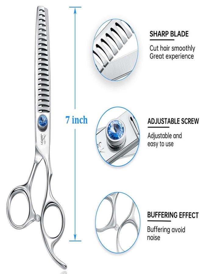 JASON 7 Inch 21-Teeth Chunkers Shears for Dogs, Ergonomic Cats Grooming Texturizing Blending Thinning Shears Pets Trimming Kit with Offset Handle, Sharp, Comfortable Shear Christmas Gift - Image 3