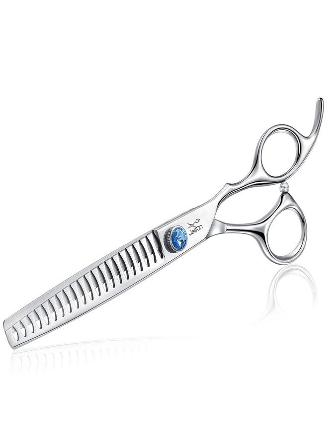 JASON 7 Inch 21-Teeth Chunkers Shears for Dogs, Ergonomic Cats Grooming Texturizing Blending Thinning Shears Pets Trimming Kit with Offset Handle, Sharp, Comfortable Shear Christmas Gift - Image 1