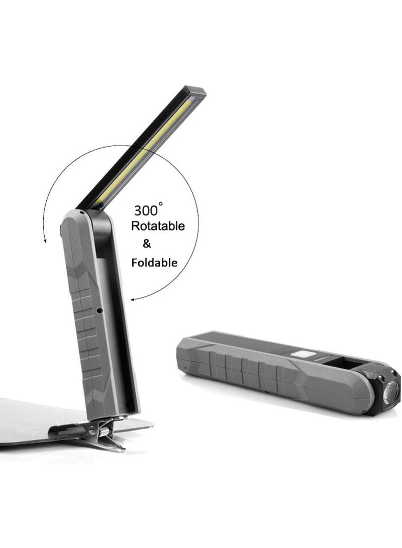 Rechargeable LED Work Light, Foldable USB Portable Flashlight with Magnetic Base, Hook, 300° Rotation, Power Indicator, Ideal for Mechanic, Camping, Emergency, Repair, BBQ - Image 4