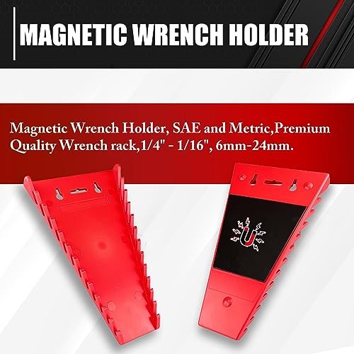 ct C&T 2 Pack Magnetic Wrench Organizer,Magnetic Wrench Holder, SAE and Metric,Premium Quality Wrench rack,1/4" - 1/16", 6mm-24mm - Image 2