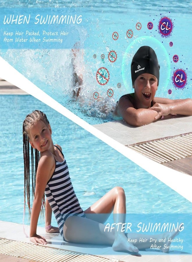 Reymand 2 Pack Kids Extra Large Swim Cap for Long Thick Hair, Waterproof Silicone Swimming Cap for Toddler Child Youth Girls Boys, Durable Swim Hats Bathing Caps for Braids, Dreadlocks, Extensions, Afros-1 - Image 5