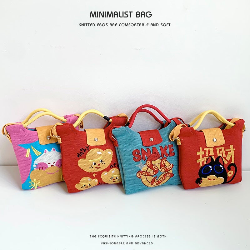 Shoulder Bag New Year Holiday Blessing Series Personalized All-Match Crossbody Bag Knitted Mobile Phone Bag All-Match Handbag Bag - Image 2