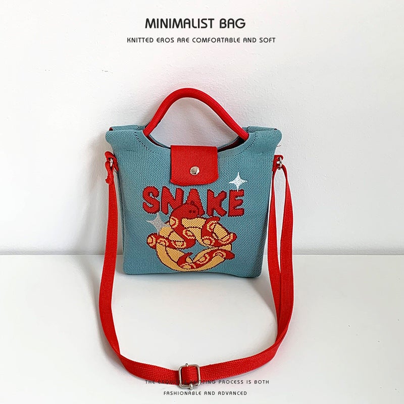 Shoulder Bag New Year Holiday Blessing Series Personalized All-Match Crossbody Bag Knitted Mobile Phone Bag All-Match Handbag Bag - Image 1