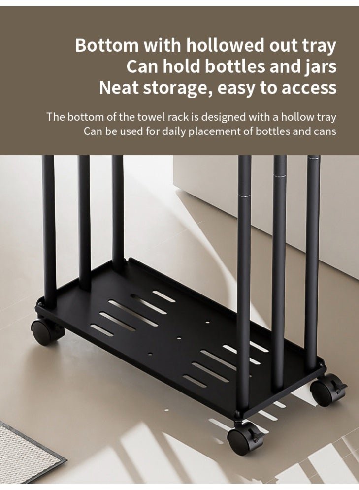 والالا حامل مناشف مع عجلات، رف تجفيف مناشف بثلاث طبقات، حامل مناشف معدني، رف مناشف قائم بذاته للحمام، حمام السباحة الخارجي، غرفة المعيشة - Image 4