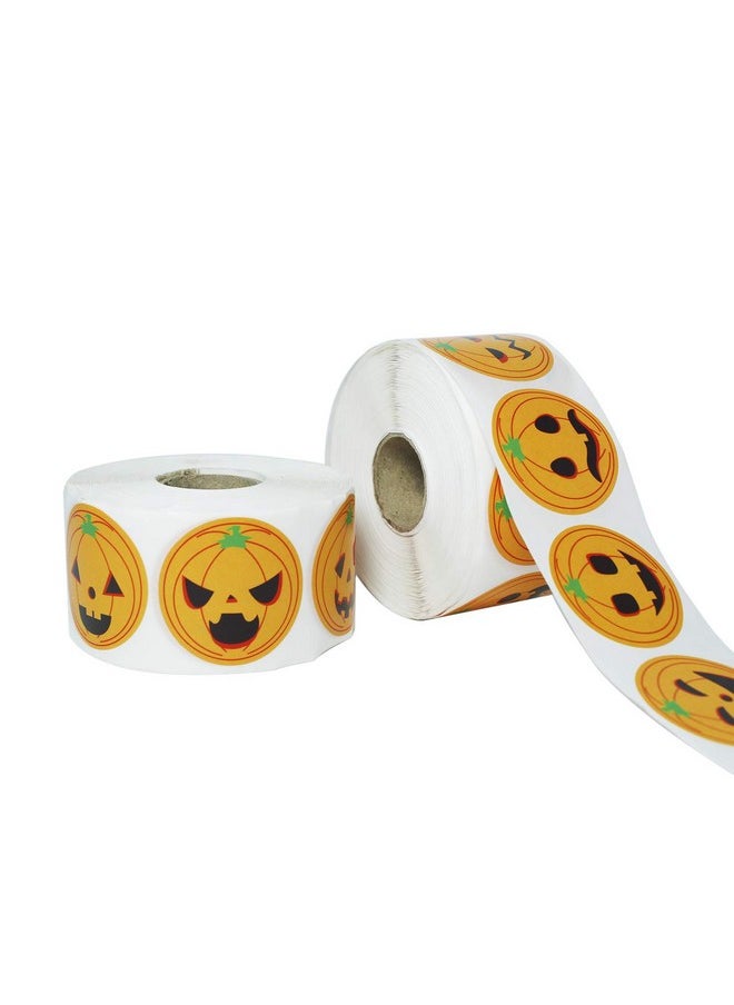 HighMount Halloweens Pumpkins Stickers Roll 1000 Pieces 8 Fces Stickers For Jack O Lantern Trick Or Treat Indoor Art Crafts Scrapbooking Thanksgiving Seasonal Decor Party Decorations Decals 1.5X1.5 Inchi  - Image 4