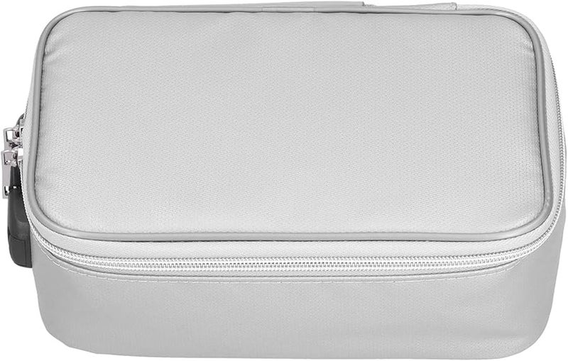 Waterproof Fireproof Document Bag With Lock Certificate Passport Money Storage Case Silver - Image 1