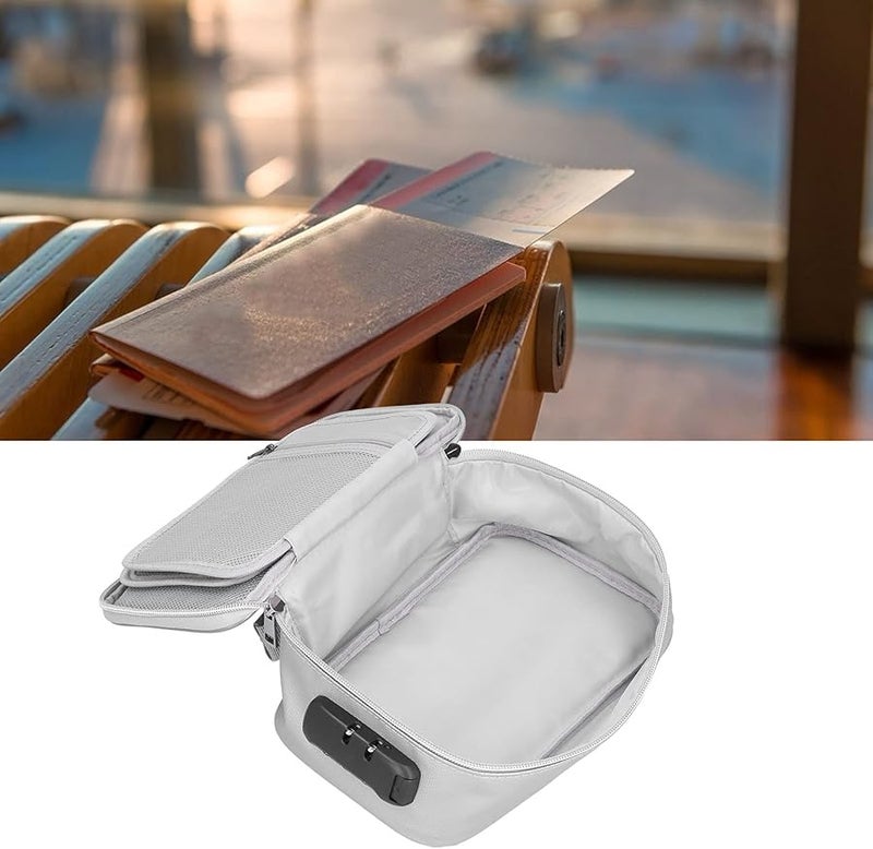 Waterproof Fireproof Document Bag With Lock Certificate Passport Money Storage Case Silver - Image 3