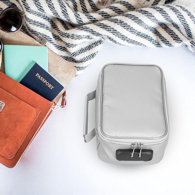 Waterproof Fireproof Document Bag With Lock Certificate Passport Money Storage Case Silver - Image 4