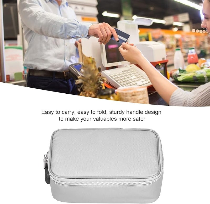 Waterproof Fireproof Document Bag With Lock Certificate Passport Money Storage Case Silver - Image 5