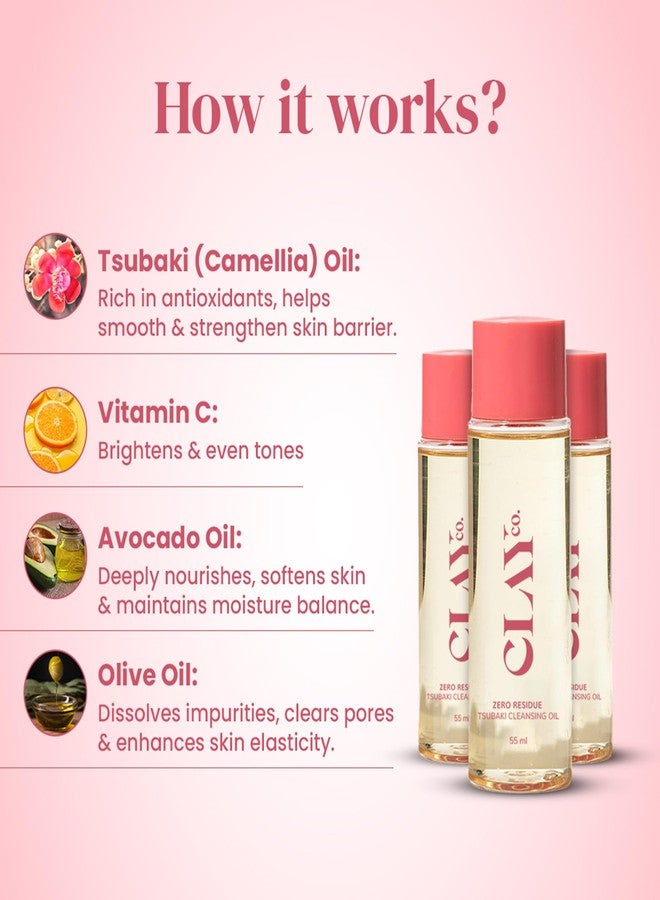 CLAYCO. Zero-Residue Tsubaki Cleansing Oil | With Goodness Of Vitamin A, B, D & E | Protects From Sun Damage & Environmental Factors | Deep Cleansing & Youthful Glow | For Men & Women (55ml) - Image 3