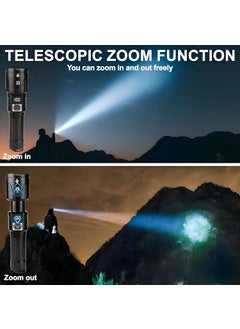 Feelon Feelon Torch Light Rechargeable High Power Long Distance 90000 Lumens with Zoom 5 Modes Waterproof Tactical Long Range Flashlight for Trekking Emergency 90000 Lumens  - Image 4