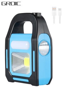 GROIC 1 Pack 3 IN 1 Solar USB Rechargeable Brightest COB LED Camping Lantern,Camping Lights Rechargeable Work Light, Charging for Device, Waterproof Emergency Flashlight LED Light  - Image 1