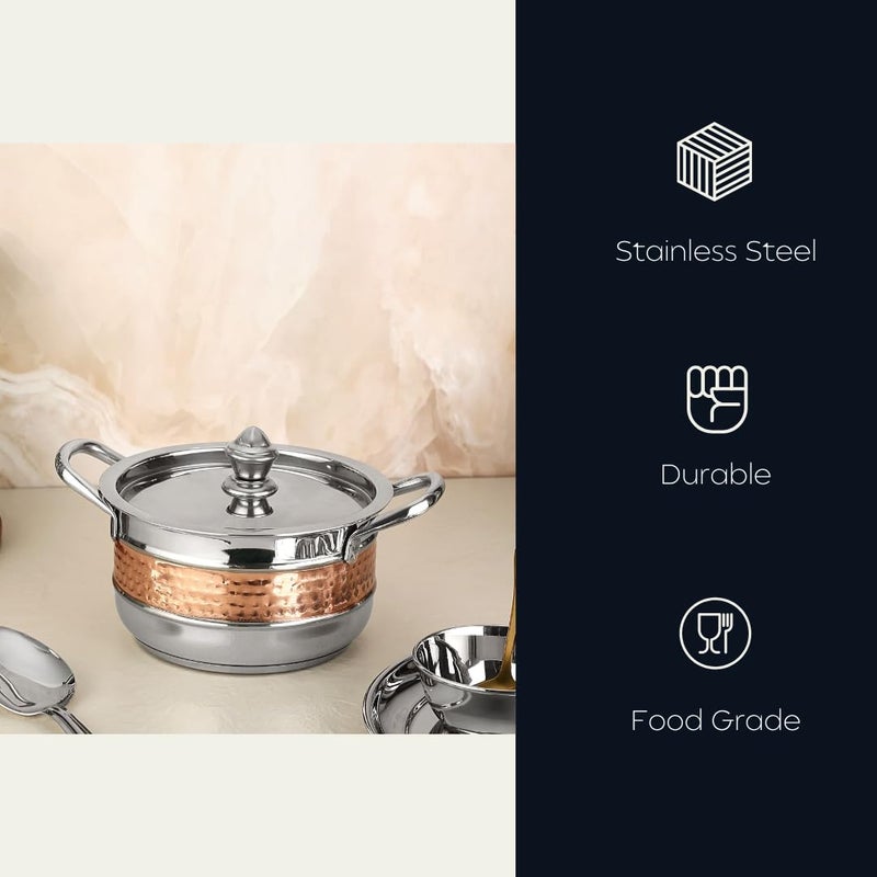 Chakmak Omega Stockpot 2 Pcs Set | Induction Base | Stainless Steel | Hammered Design | Pot Set for Kitchen | Perfect for Cooking & Serving (2Pcs) - Image 4