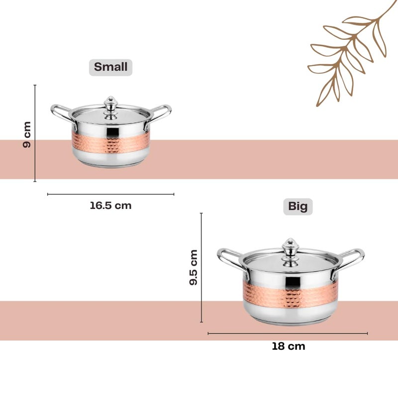 Chakmak Omega Stockpot 2 Pcs Set | Induction Base | Stainless Steel | Hammered Design | Pot Set for Kitchen | Perfect for Cooking & Serving (2Pcs) - Image 5
