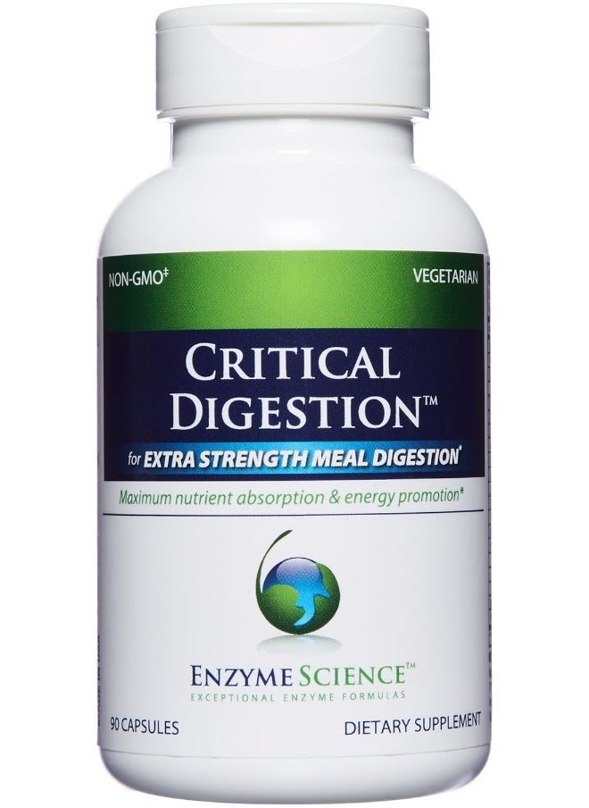 Enzyme Science - Enzyme Science Critical Digestion, 90 Capsules – High Potency Support for Digestion, Bloating, Indigestion, & Irregularity – Probiotic– Gut Health Formula –Vegetarian - Image 1