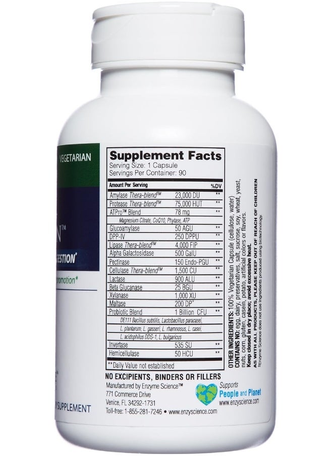 Enzyme Science - Enzyme Science Critical Digestion, 90 Capsules – High Potency Support for Digestion, Bloating, Indigestion, & Irregularity – Probiotic– Gut Health Formula –Vegetarian - Image 1