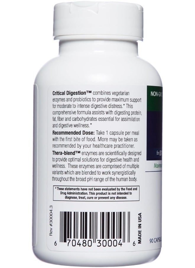 Enzyme Science - Enzyme Science Critical Digestion, 90 Capsules – High Potency Support for Digestion, Bloating, Indigestion, & Irregularity – Probiotic– Gut Health Formula –Vegetarian - Image 1