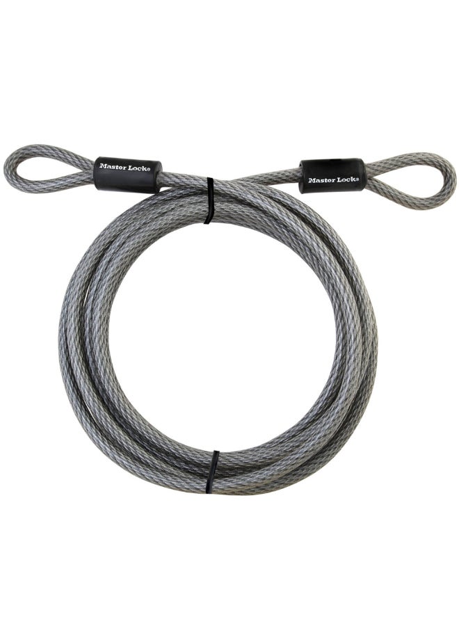 ماستر لوك كابل بطرف حلقي فولاذ مجدول مغلف بالفينيل فضي 3/8 بوصة x 15 قدم 72DPF  - Image 1