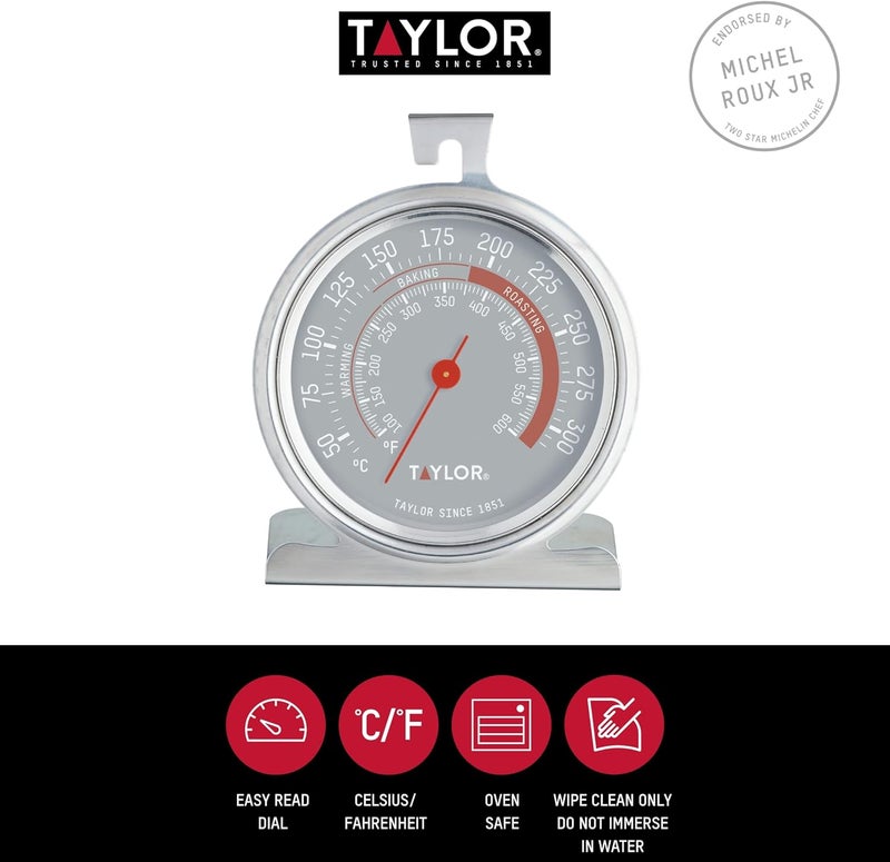 Taylor TYPTHOVEN Pro Oven Thermometer, Stainless Steel, 9 x 8.5 cm Cross product compatible - Image 2