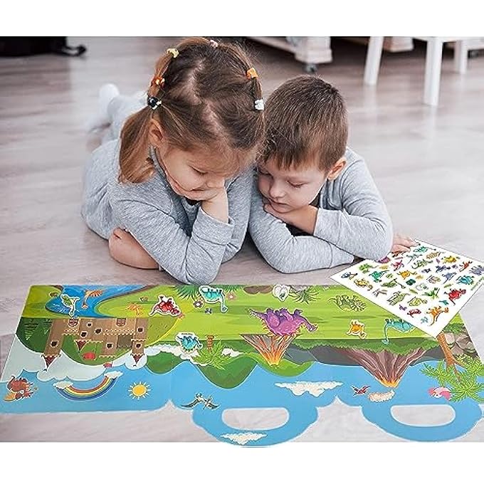 REUSABLE STICKER BOOKS FOR KIDS AGE 2-4, TODDLERS TOYS, ACTIVITY BOOKS, LEARNING TRAVEL TOYS FOR BOYS GIRLS (FARM, DINOSAUR, OCEAN ANIMAL) - Image 3