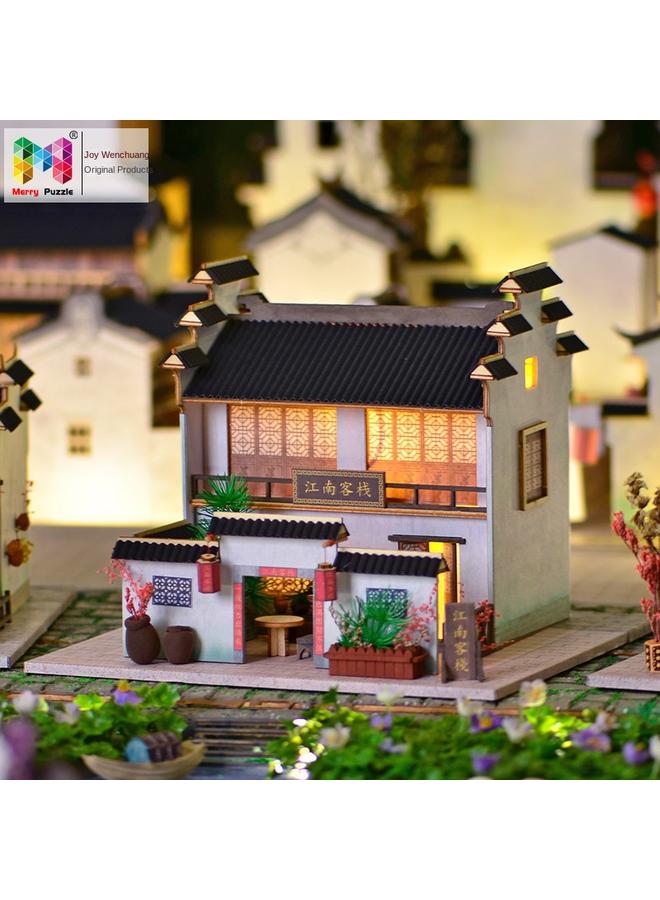 Bluejw Chinese Courtyard Model Chinese Style Jiangnan Inn Villa Creative Handmade Cabin House Decoration Gift Female - Image 5