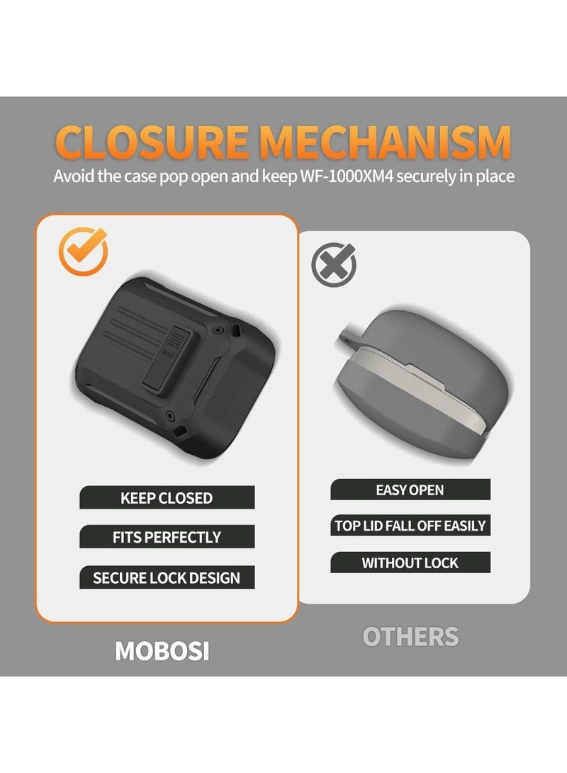 هوموسوبون جراب قفل آمن مناسب لهاتف Sony WF-1000XM4 غطاء واقٍ مقاوم للصدمات مع حلقة تسلق - Image 5